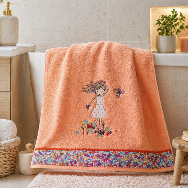 Girls Nakışlı %100 Pamuk Banyo Havlusu 70x135