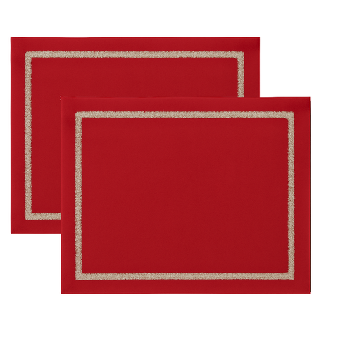 Veloura Leke Tutmaz Keten Amerikan Servisi 30x50 cm Kırmızı (2'li Set)