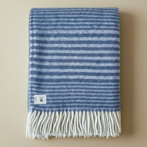 Heritage Tek Kişilik Pure Merino Wool Battaniye Mavi (Limited)