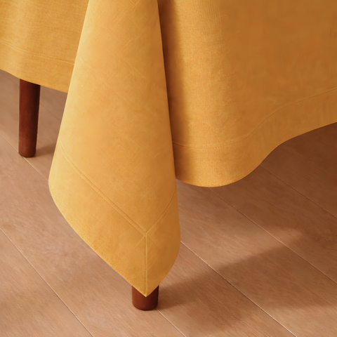 Genoa Dokuma Keten Leke Tutmaz Masa Örtüsü Safran