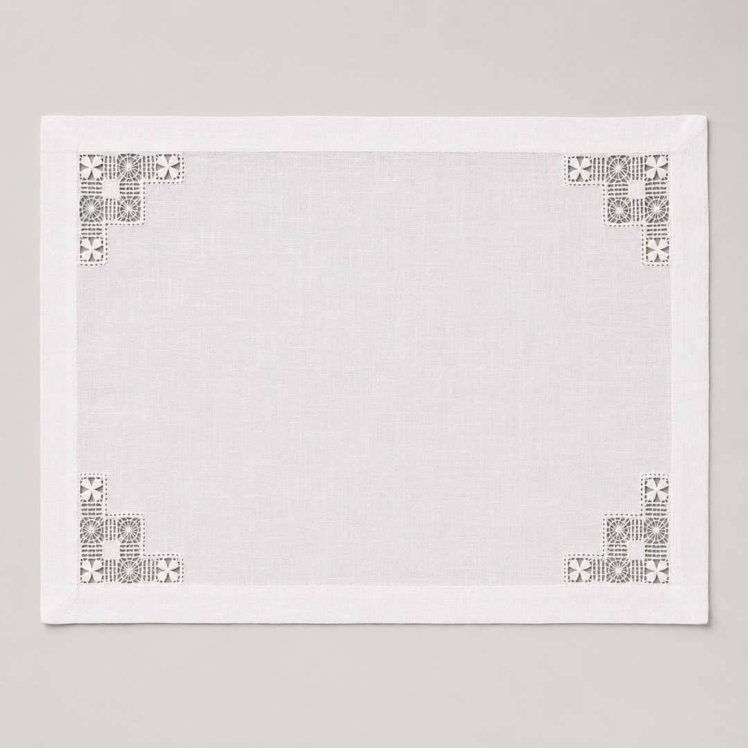 Dantelo Delik İş Nakışlı Keten Amerikan Servisi 35x50 cm (2'li Set)