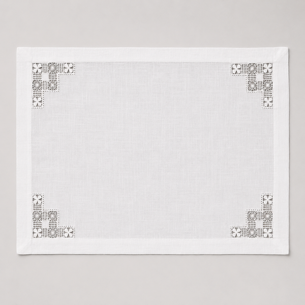 Dantelo Delik İş Nakışlı Keten Amerikan Servisi 35x50 cm (2'li Set)