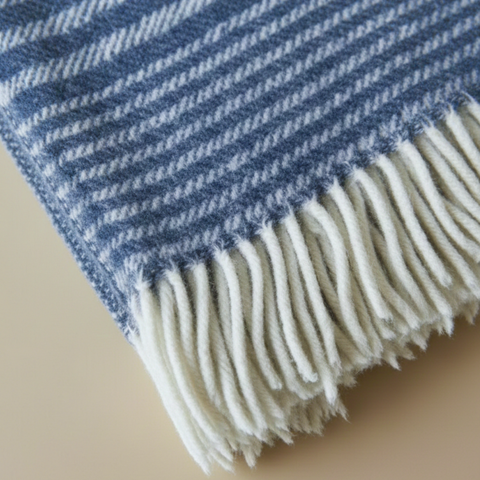 Heritage Tek Kişilik Pure Merino Wool Battaniye Mavi (Limited)