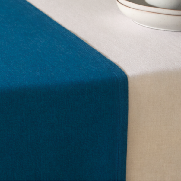 Genoa Dokuma Keten Leke Tutmaz Runner 50x150 cm Petrol Mavisi