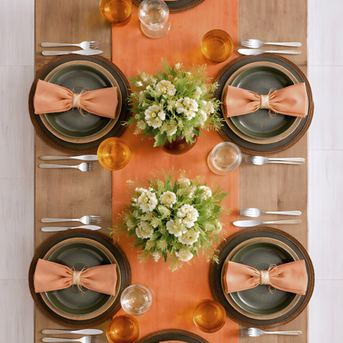 Genoa Dokuma Keten Leke Tutmaz Runner 50x150 cm Mango