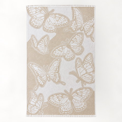 Butterfly %100 Pamuk Jakarlı Yüz Havlusu 50x80 cm Bej