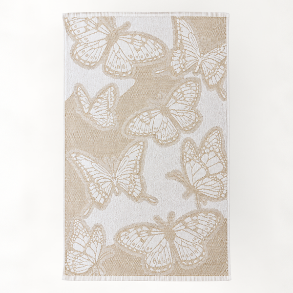 Butterfly %100 Pamuk Jakarlı Yüz Havlusu 50x80 cm Bej