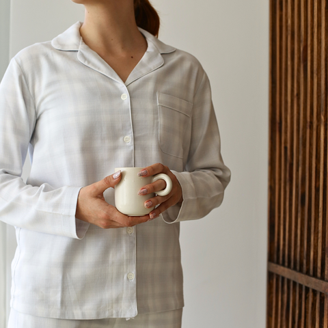 Minimal Gray %100 Pamuk Kadın Pijama Takımı