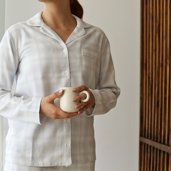 Minimal Gray %100 Pamuk Kadın Pijama Takımı