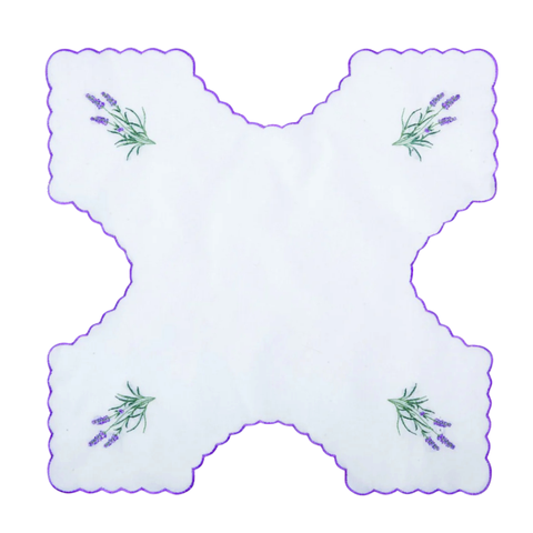 Lavender Nakışlı Ekmek Sepeti Örtüsü 60x60 cm