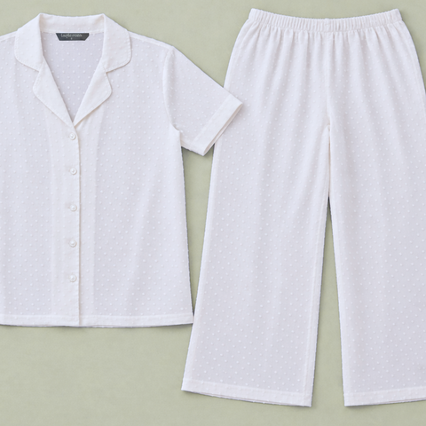 Dreamy Pamuk İşlemeli Kadın Pijama Takımı Beyaz