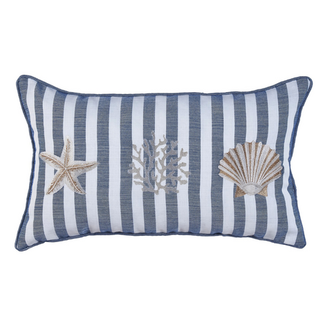 Coral Star Stripe Kırlent Kılıfı 30x50 cm Bej/Mavi