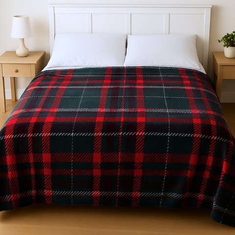 Tartan Welsoft Çift Kişilik Battaniye Yeşil 200x220 cm