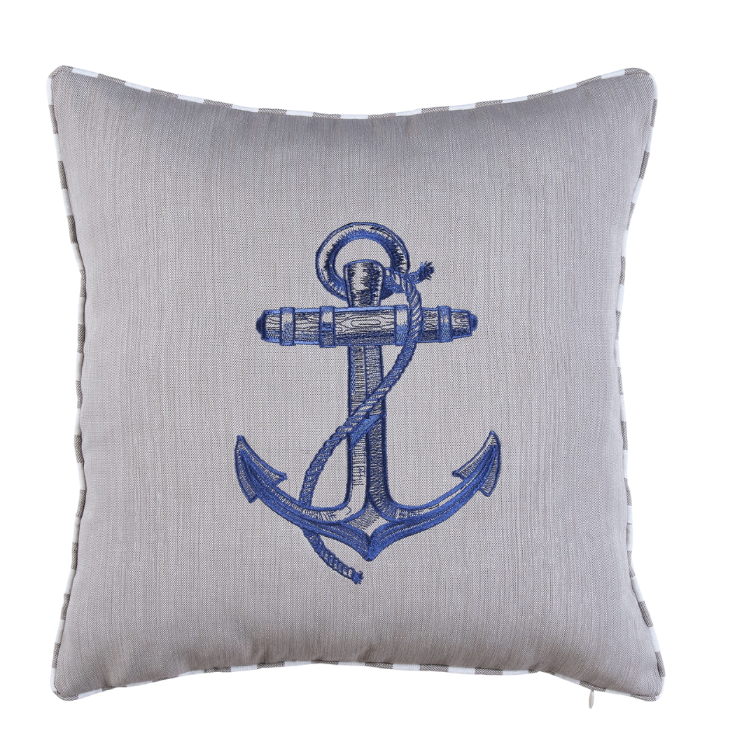 Anchor Kırlent Kılıfı 45x45 cm Bej/Lacivert
