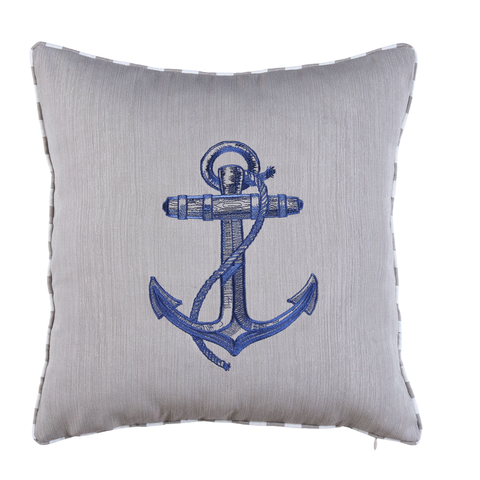 Anchor Kırlent Kılıfı 45x45 cm Bej/Lacivert
