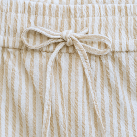 Gofre %100 Pamuk Kadın Pijama Takımı Bej