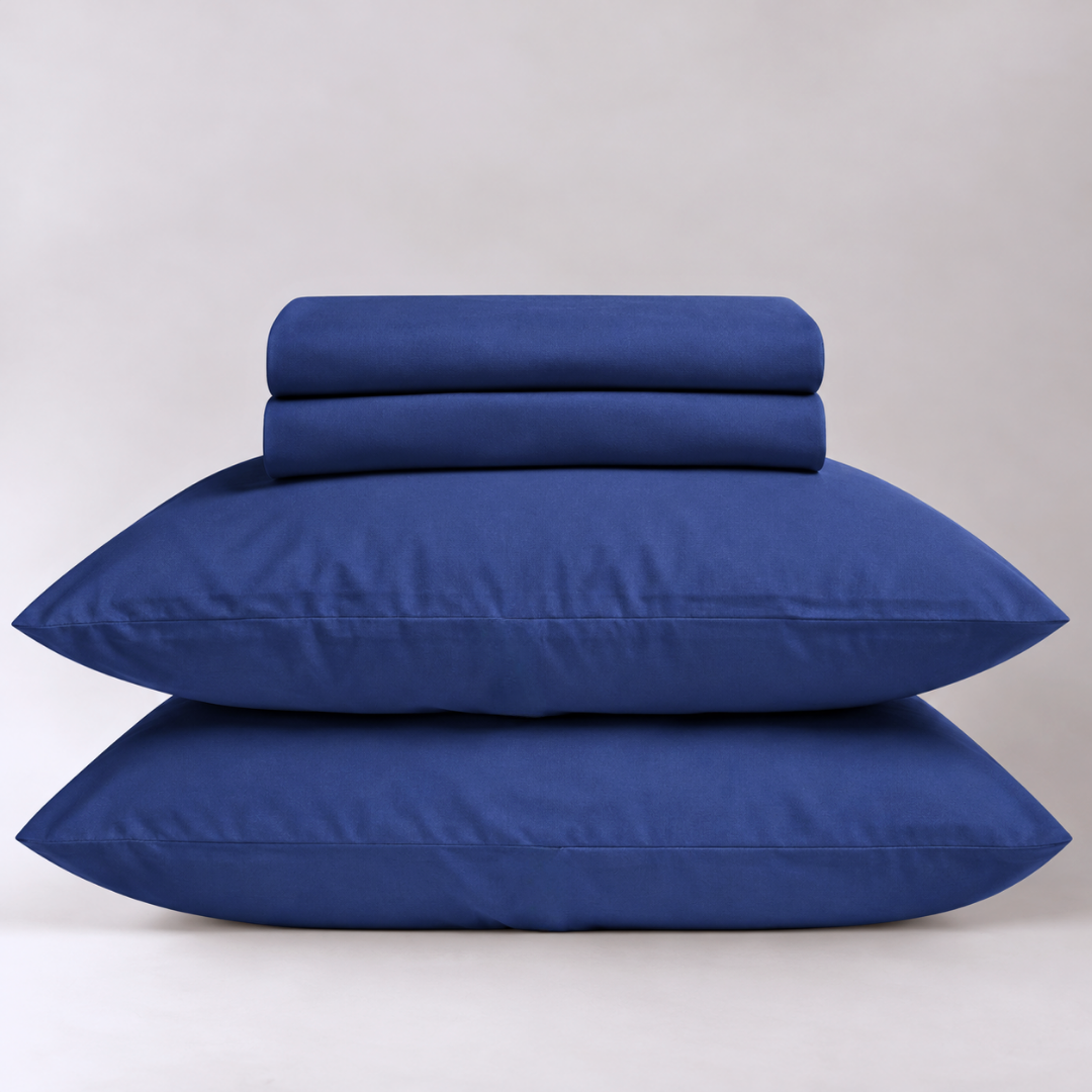 Carla %100 Premium Pamuk Ranforce Çift Kişilik Lastikli Çarşaf Seti 160x200 cmI Indigo Mavi