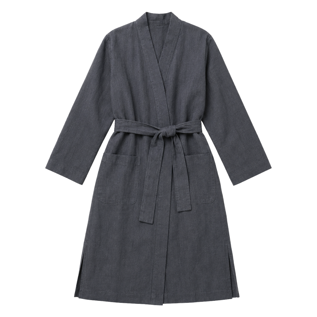 Luz Yıkanmış Keten Kimono Füme