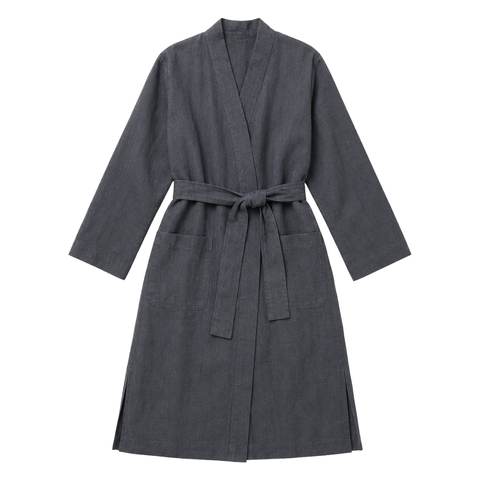 Luz Yıkanmış Keten Kimono Füme