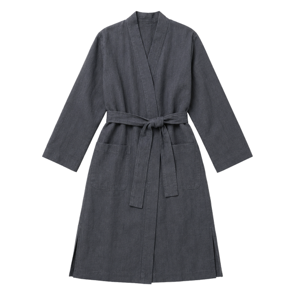 Luz Yıkanmış Keten Kimono Füme
