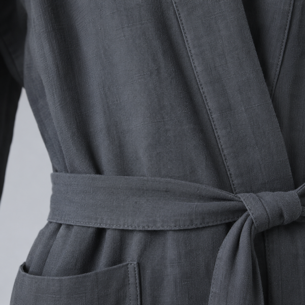Luz Yıkanmış Keten Kimono Füme