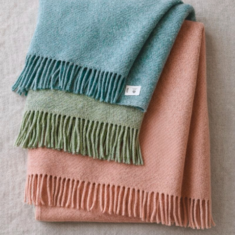 Woolmark Tek Kişilik Saf Yün Battaniye Somon