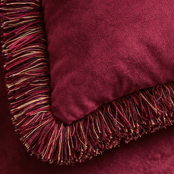 Burgundy Kenar Detaylı Kadife Kırlent 45x45 cm