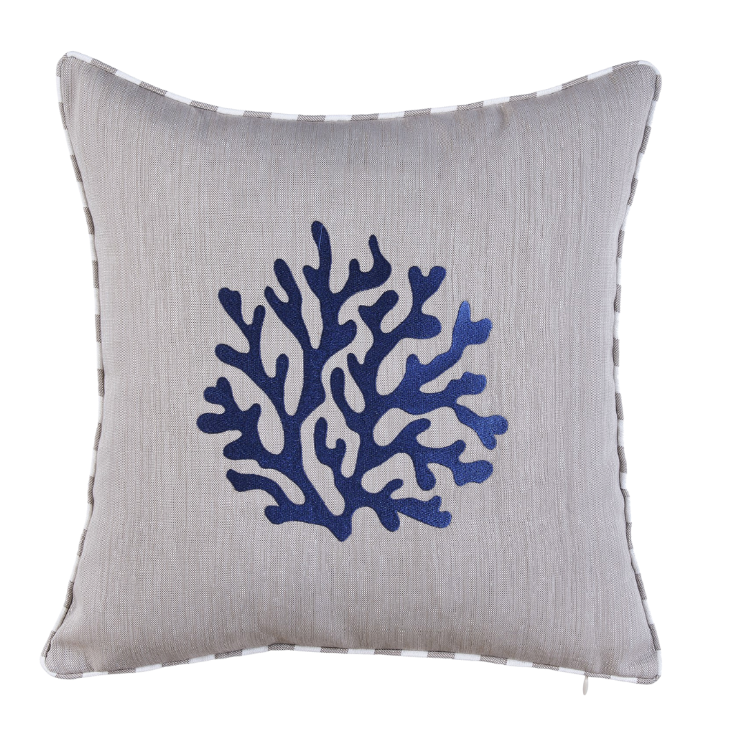 Coral Kırlent Kılıfı 45x45 cm Bej/Lacivert