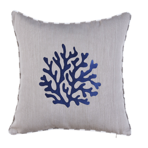 Coral Kırlent Kılıfı 45x45 cm Bej/Lacivert
