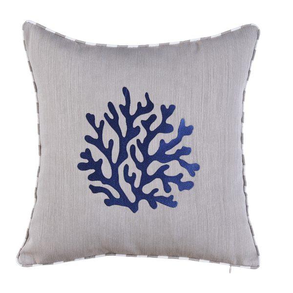Coral Kırlent Kılıfı 45x45 cm Bej/Lacivert