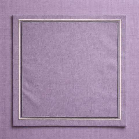 2 Sıra Piko Nakış Detaylı Keten Leke Tutmaz Peçete Leylak (2'li Set)