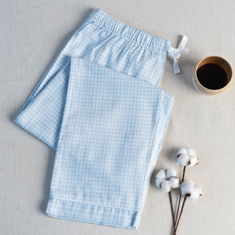Check %100 Pamuk Unisex Ev Pantolonu Mavi
