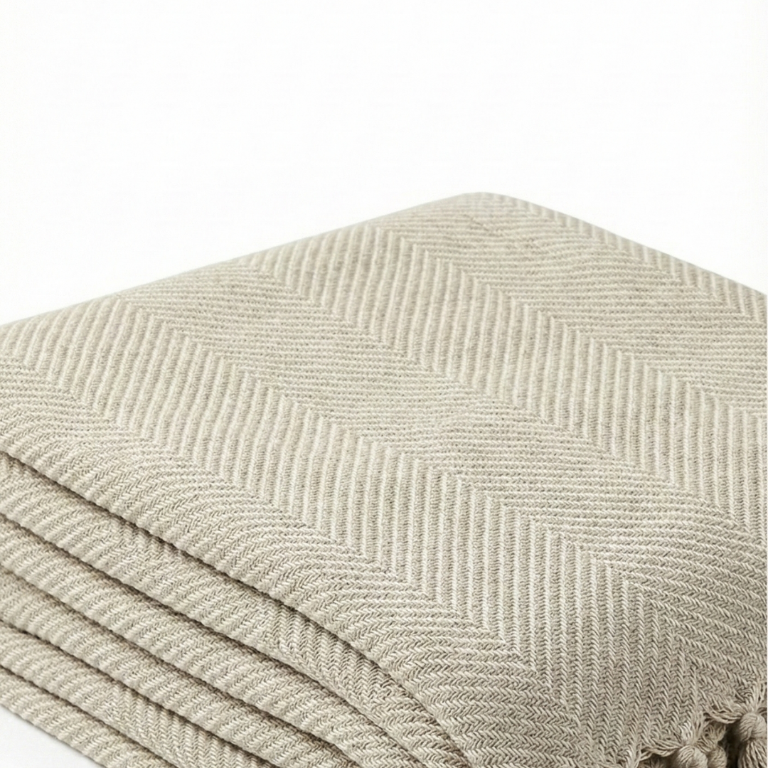 Laura %100 Pamuk Throw Örtü 150x200 cm Vizon