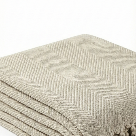 Laura %100 Pamuk Throw Battaniye 150x200 cm Vizon