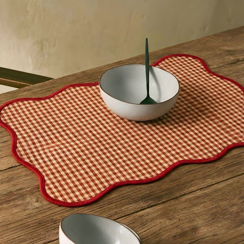 Ginger Kıvrımlı Amerikan Servisi 35x50 cm Kırmızı (2'li Set)