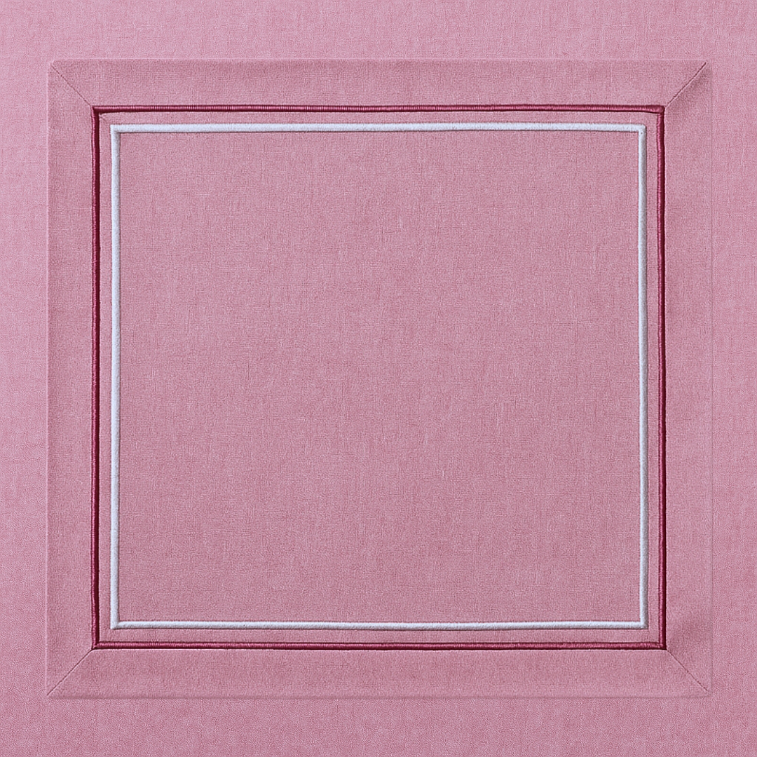 2 Sıra Piko Nakış Detaylı Keten Leke Tutmaz Peçete Gül Kurusu (2'li Set)