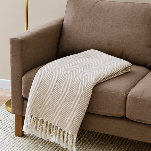 Laura %100 Pamuk Throw Battaniye 150x200 cm Vizon