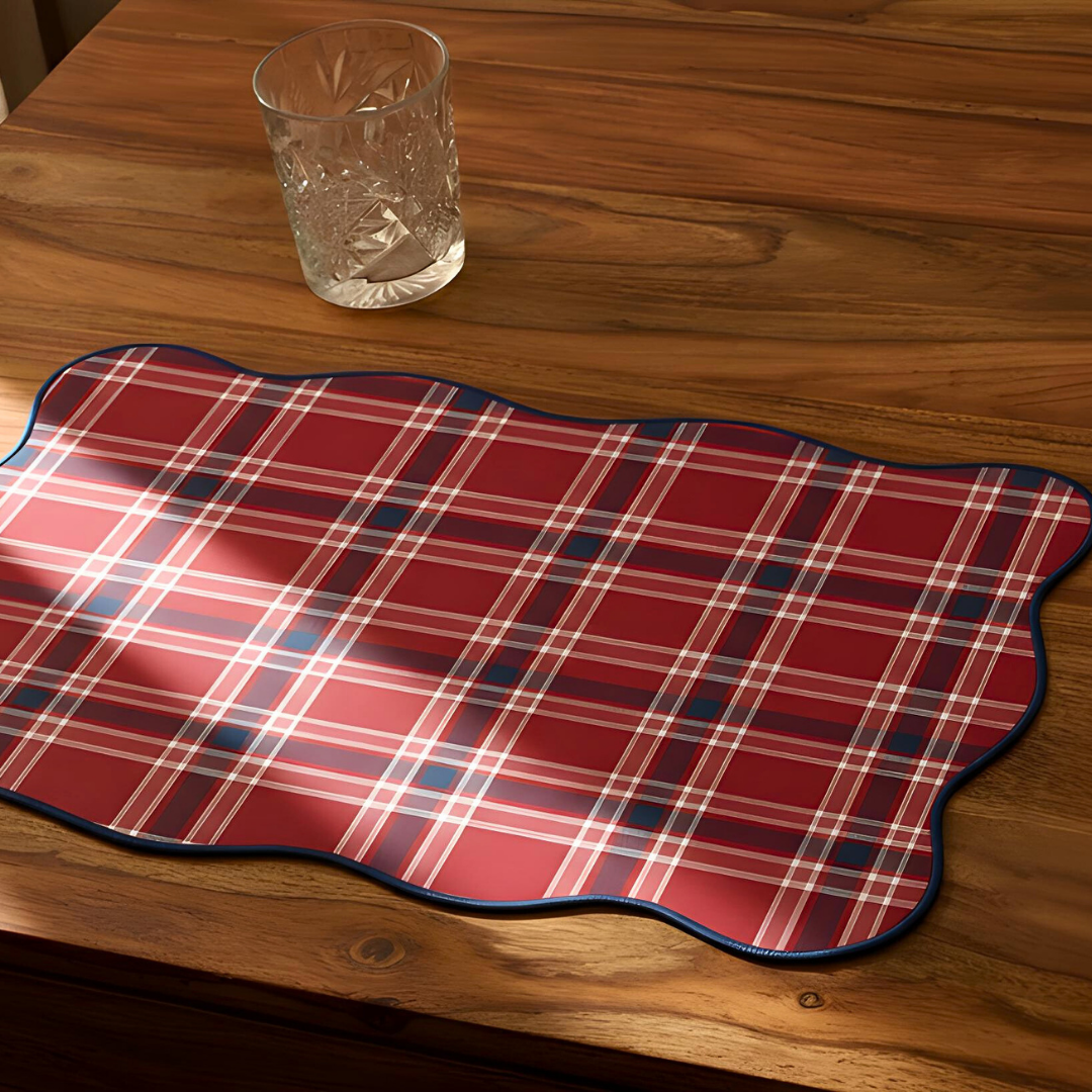 Country Premium Dokuma Kıvrımlı Amerikan Servisi 35x50 cm Kırmızı (2'li Set)