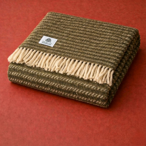 Heritage Tek Kişilik Pure Merino Wool Battaniye Haki (Limited)