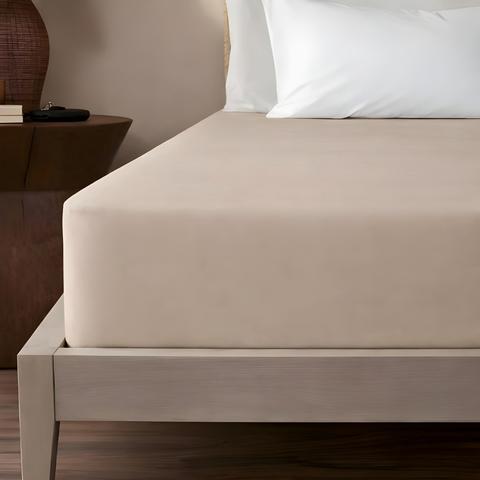 Stella %100 Premium Pamuk Ranforce Çift Kişilik Lastikli Çarşaf 160x200 cm Kum Beji