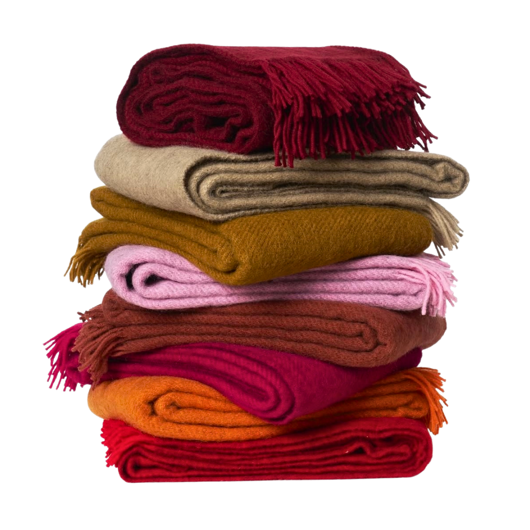 Woolmark Tek Kişilik Saf Yün Battaniye Bordo