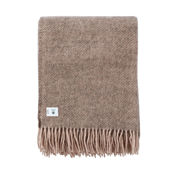 Woolmark Tek Kişilik Saf Yün Battaniye Vizon