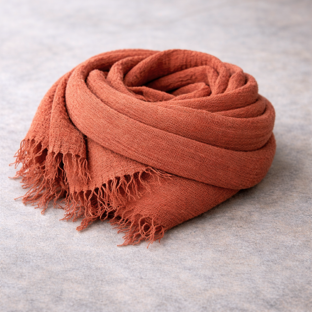 Cyra Bürümcük Dokulu Şal/Pareo Terracotta