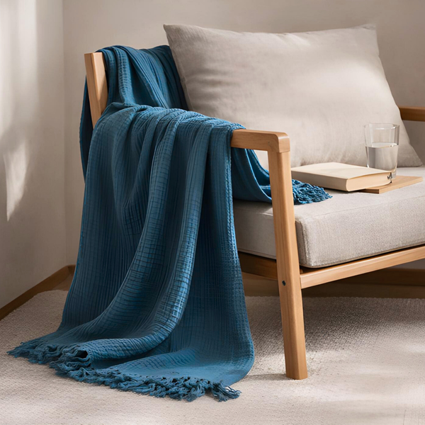 Arel Müslin Throw Örtü 170x240 cm Sis Mavisi