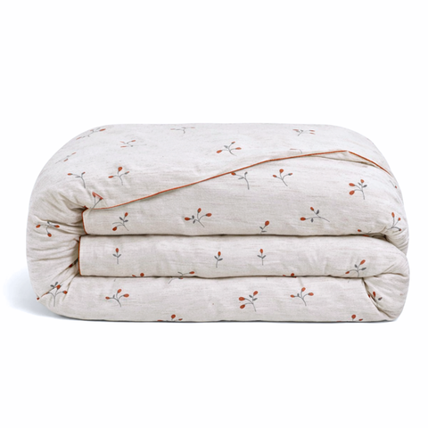 Roseberry Nakışlı Organik Pamuk Çift Kişilik Nevresim Takımı 200x220 cm