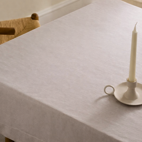 Genoa Dokuma Keten Leke Tutmaz Masa Örtüsü Vizon