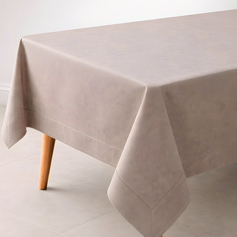 Genoa Dokuma Keten Leke Tutmaz Masa Örtüsü Vizon