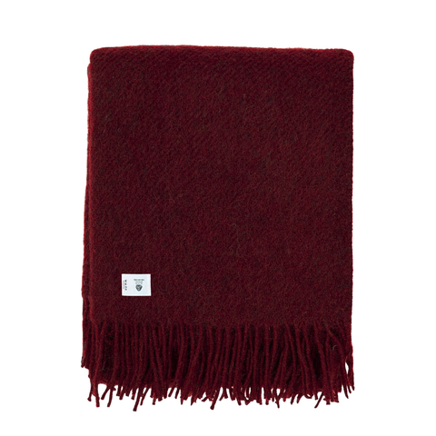 Woolmark Tek Kişilik Saf Yün Battaniye Bordo