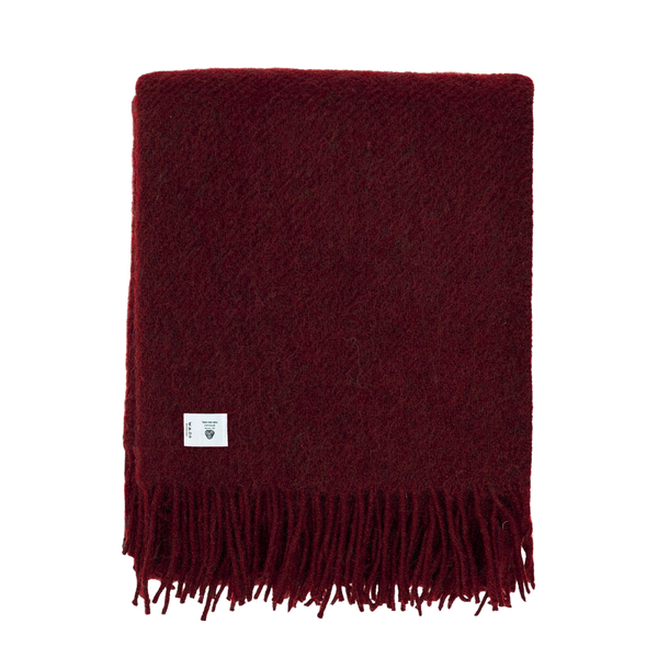 Woolmark Tek Kişilik Saf Yün Battaniye Bordo
