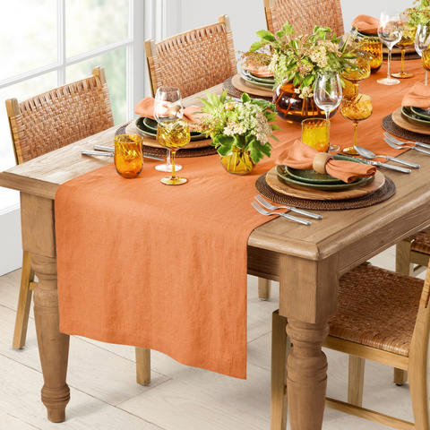 Genoa Dokuma Keten Leke Tutmaz Runner 50x150 cm Mango